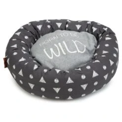BEEZTEES Kissen LOUNGEKISSEN Born To Be Wild Grau Ø 60cm Höhe 15cm Für Hunde