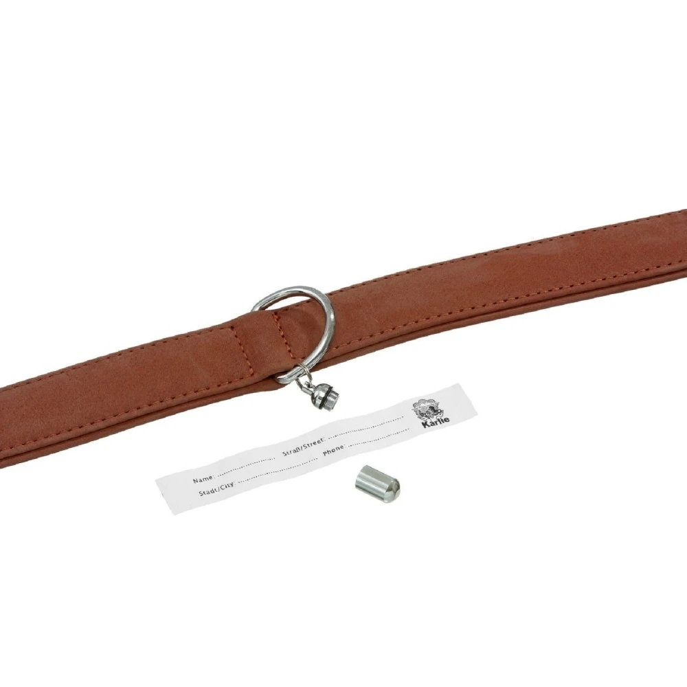KARLIE Halsband BUFFALO Braun 45cm 22mm Genäht Leder Mit Adresstube Für Hunde 2 KARLIE Halsband BUFFALO Braun 45cm 22mm Genäht Leder Mit Adresstube Für Hunde – Bild 2