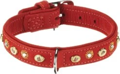 KARLIE Halsband Buffalo Deco 24mm 40cm Rot Mit Ornament Für Hunde