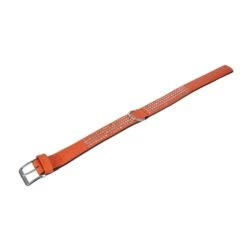 KARLIE Halsband VINTAGE LEDER MANDARINE 4-er Strassbesatz 65cm 40mm Für Hunde