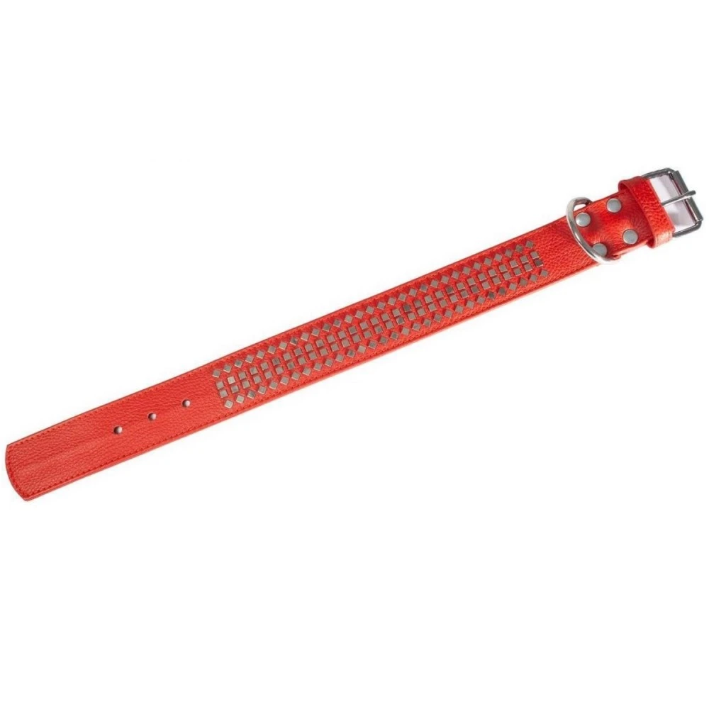 KARLIE Halsband VINTAGE LEDER ROT Ziernieten 60cm 50mm Für Hunde 1 KARLIE Halsband VINTAGE LEDER ROT Ziernieten 60cm 50mm Für Hunde