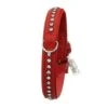 KARLIE Lederhalsband BUFFALO STRASS Rot 21cm 10mm Für Hunde