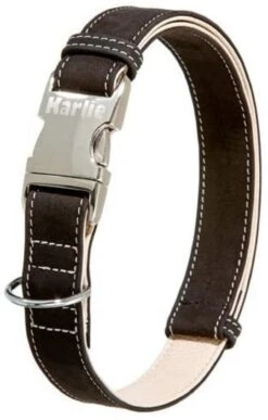 KARLIE Lederhalsband BUFFALO ULTRA Schwarz-hellbeige Für Hunde