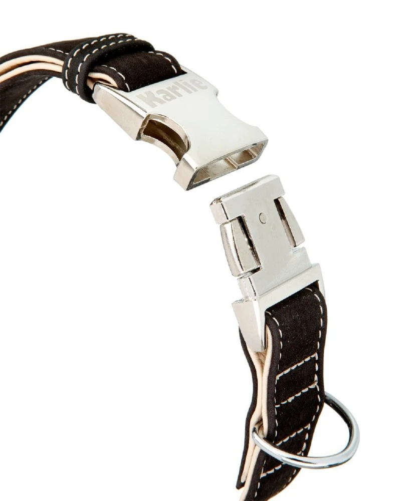 KARLIE Lederhalsband BUFFALO ULTRA Schwarz-hellbeige Für Hunde 2 KARLIE Lederhalsband BUFFALO ULTRA Schwarz-hellbeige Für Hunde – Bild 2