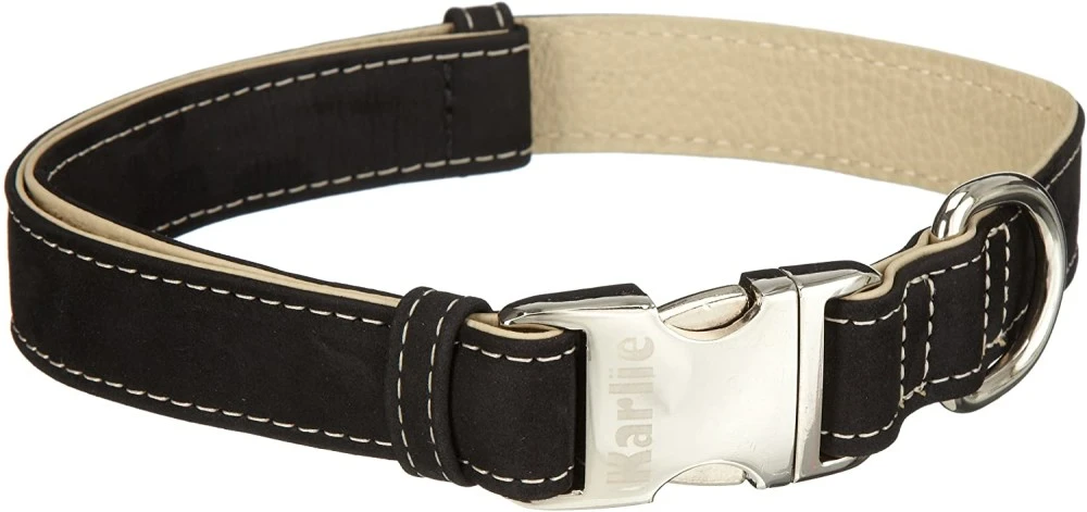 KARLIE Lederhalsband BUFFALO ULTRA Schwarz-hellbeige Für Hunde 3 KARLIE Lederhalsband BUFFALO ULTRA Schwarz-hellbeige Für Hunde – Bild 3