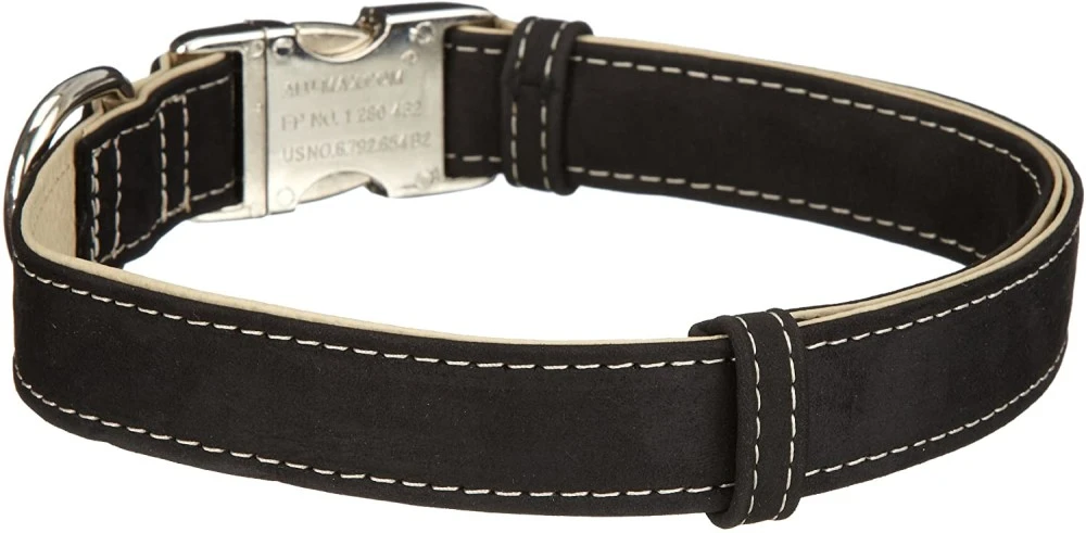 KARLIE Lederhalsband BUFFALO ULTRA Schwarz-hellbeige Für Hunde 4 KARLIE Lederhalsband BUFFALO ULTRA Schwarz-hellbeige Für Hunde – Bild 4