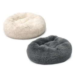KARLIE Liegebetten AGNES Rund Kuschelig Weich Grau Oder Weiss Für Hunde Katzen