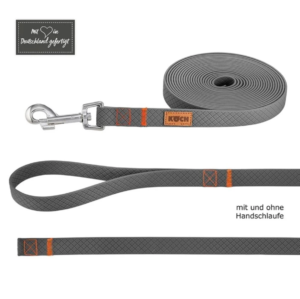 KOCH Leine WATERPROOF Trainingsleine Ohne Handschlaufe Grau/Neonorange Für Hunde 9 KOCH Leine WATERPROOF Trainingsleine Ohne Handschlaufe Grau/Neonorange Für Hunde – Bild 9