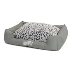 PAKMAS Hundebett OEKO-BED Mit Wendeoptik In Plüsch Leo Weiß 100 X 80 X 25cm