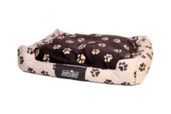 PAKMAS Hundebett OEKO-BED Mit Wendeoptik In Plüsch Pfoten Braun 120 X 95 X 28cm